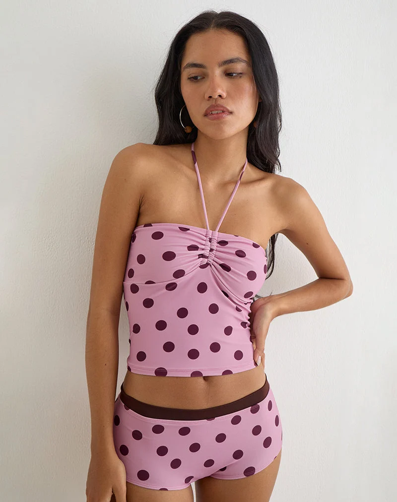 Tankini Baela rose à pois irréguliers