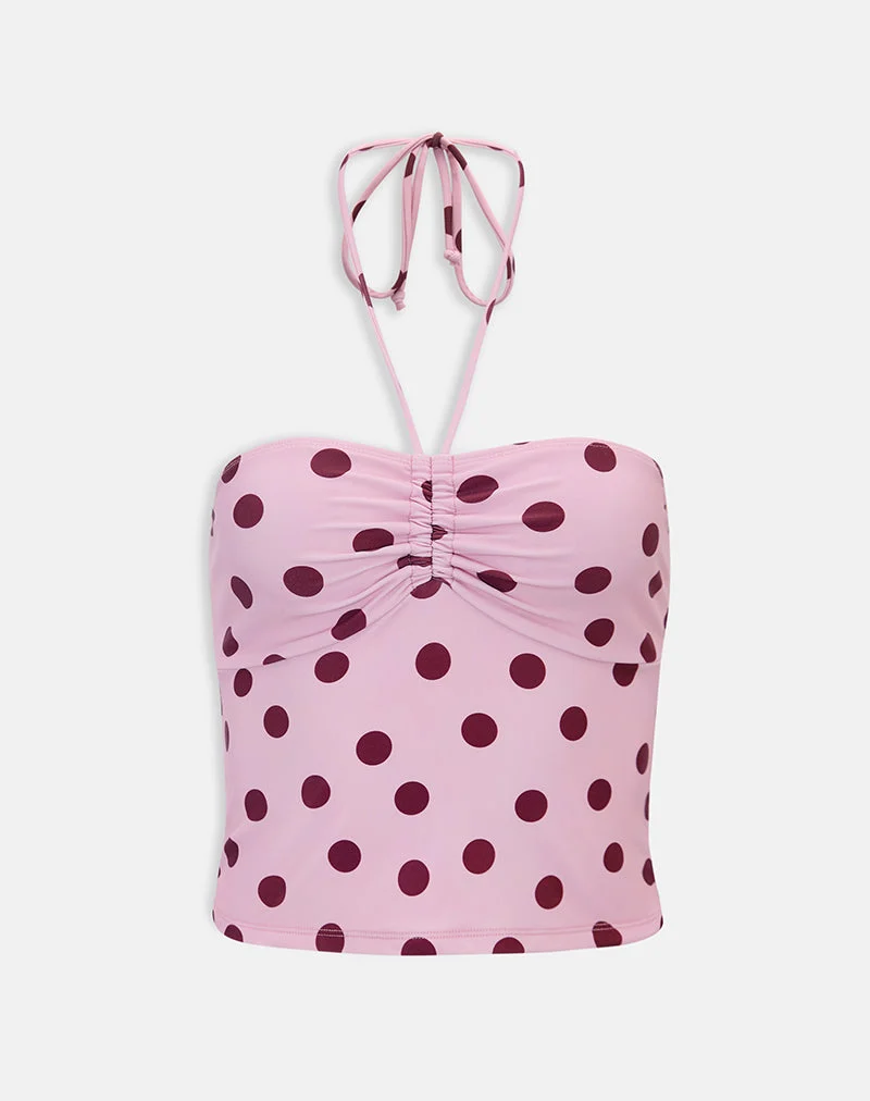 Tankini Baela rose à pois irréguliers