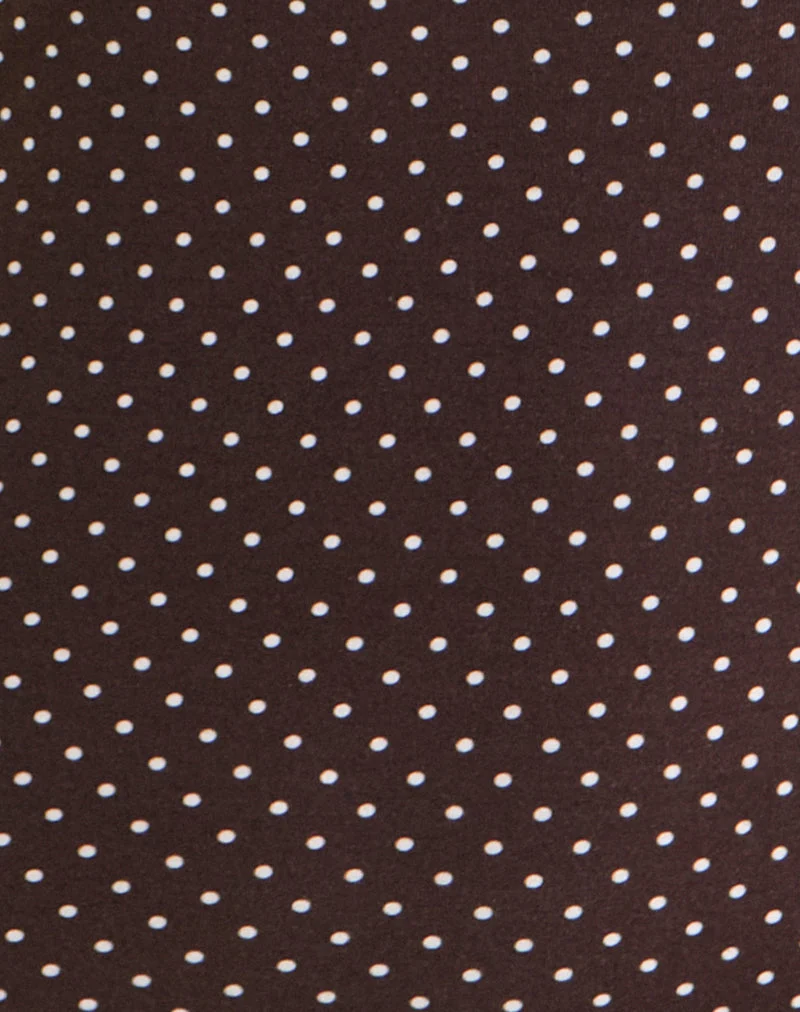 Haut Yoi marron à micro-motifs pois