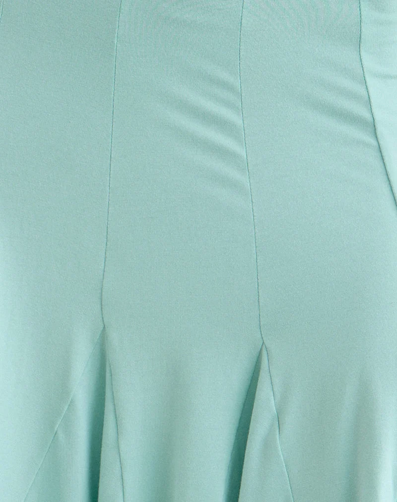 Jupe midi Lones Godet en jersey de rayonne, couleur aqua