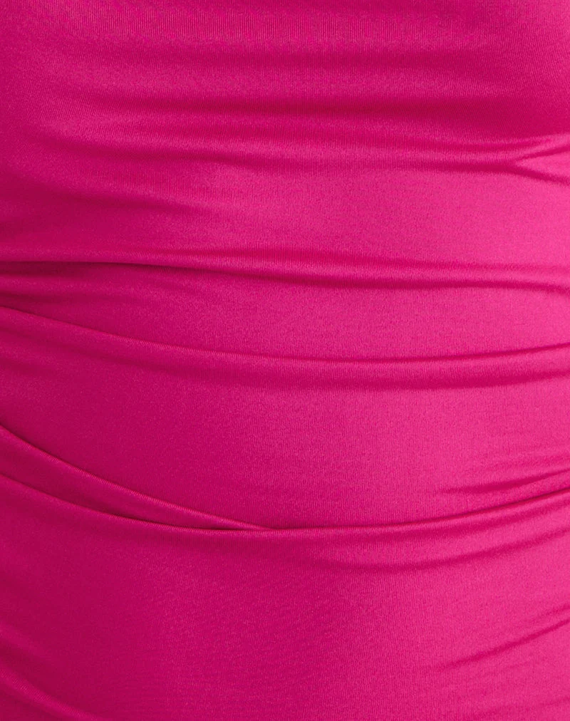 Haut à bretelles Hezlin en soie « Milk » rose vif