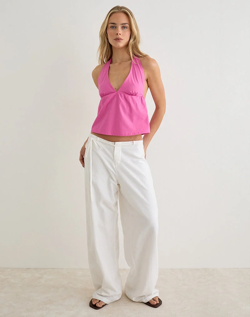 Haut à encolure dos nu Eldana en popeline rose rose