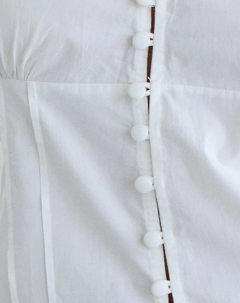 Blouse à manches bouffantes et encolure en Yamila, couleur blanche