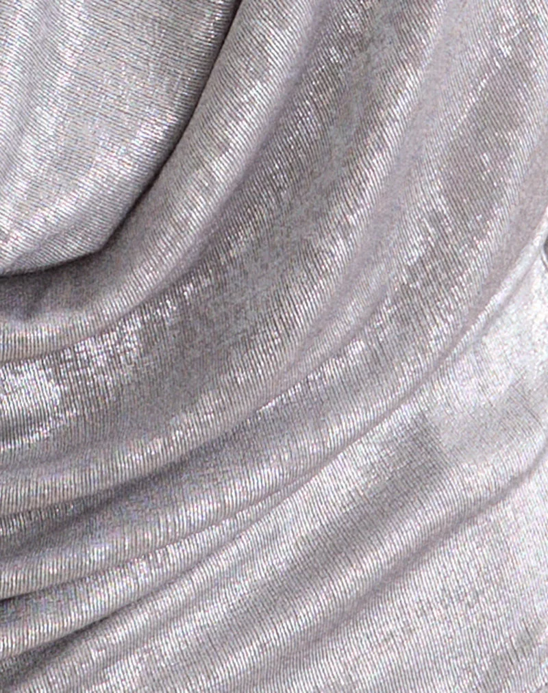 Haut à col cheminée Danuja, couleur argent métallisé brillant