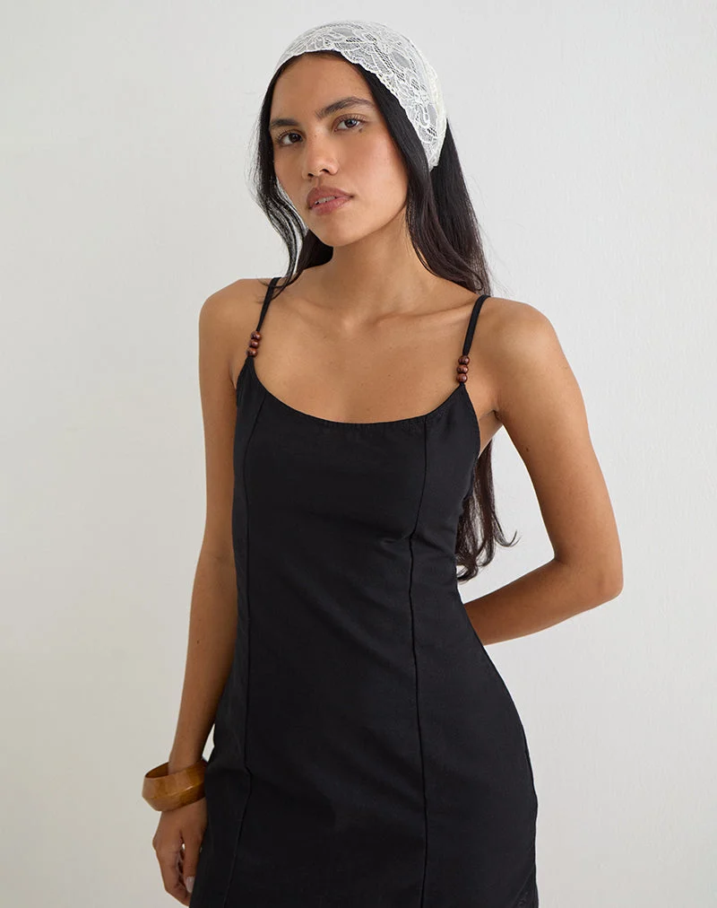 Mini-robe Ambra Scoop en lin noir