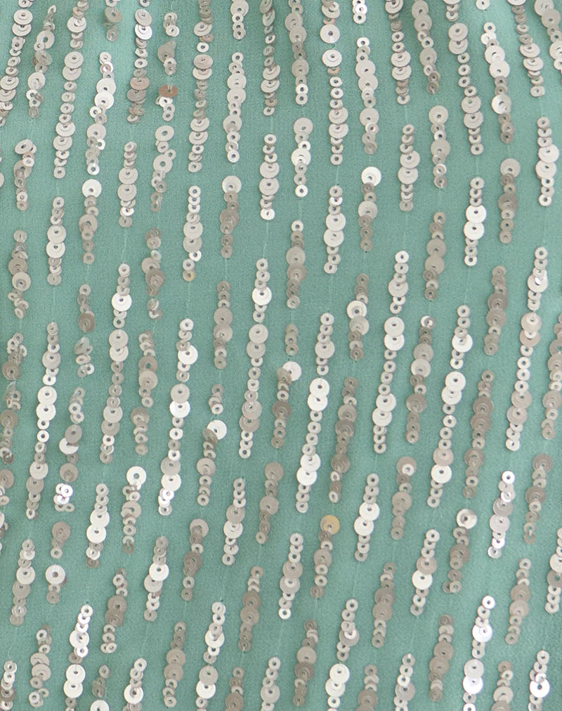 Haut à dos nu Beyi en mousseline à paillettes, couleur jade