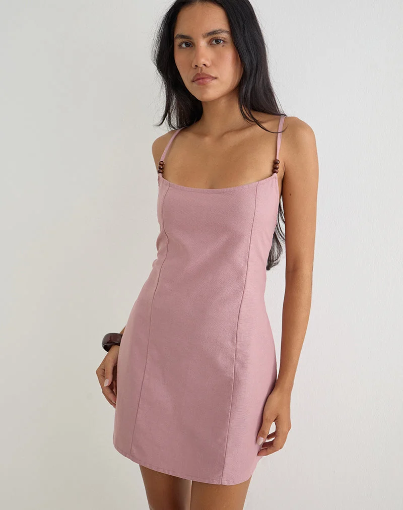 Mini-robe Ambra Scoop en lin rose poudré