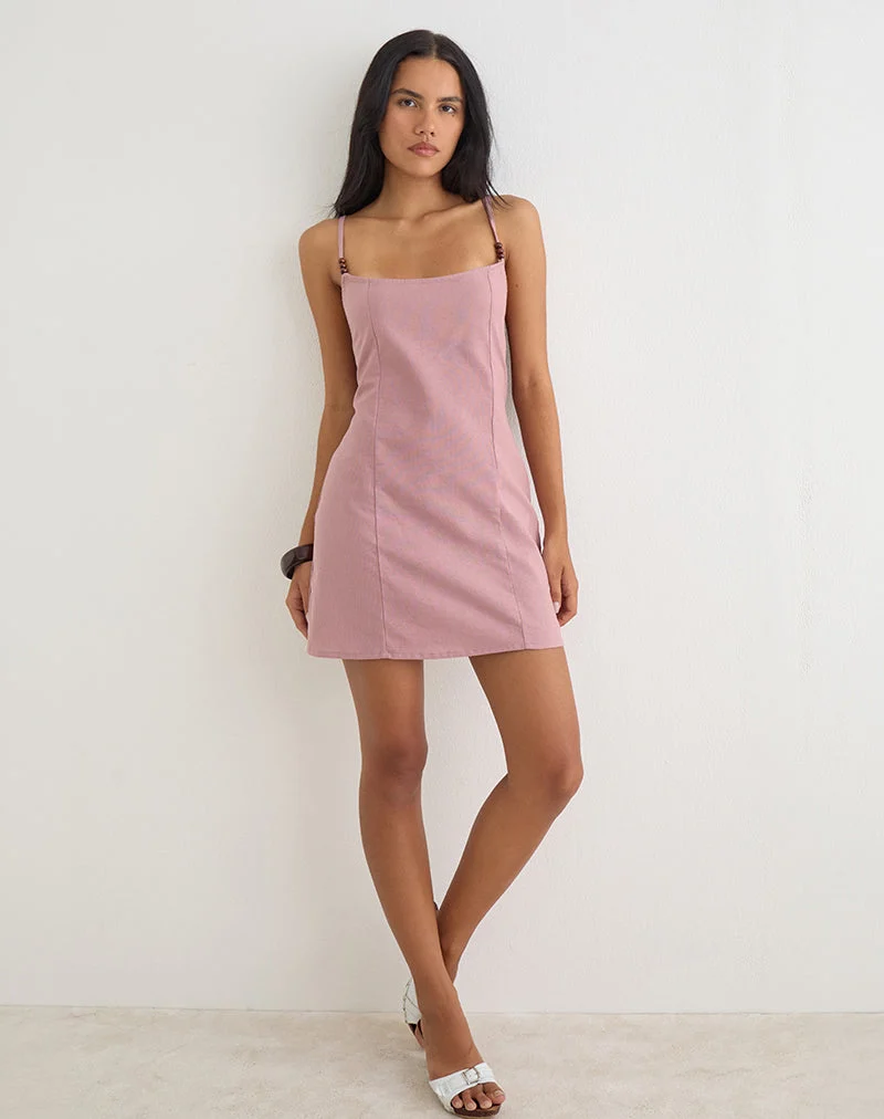 Mini-robe Ambra Scoop en lin rose poudré