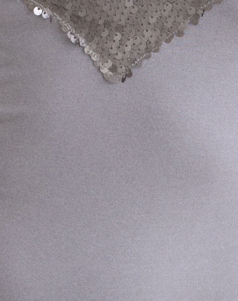 Haut Nahia avec bordure à paillettes, en cupro gris lilas