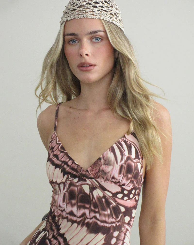 Mini-robe à bretelles Kalon, couleur « Enchanted Brown »