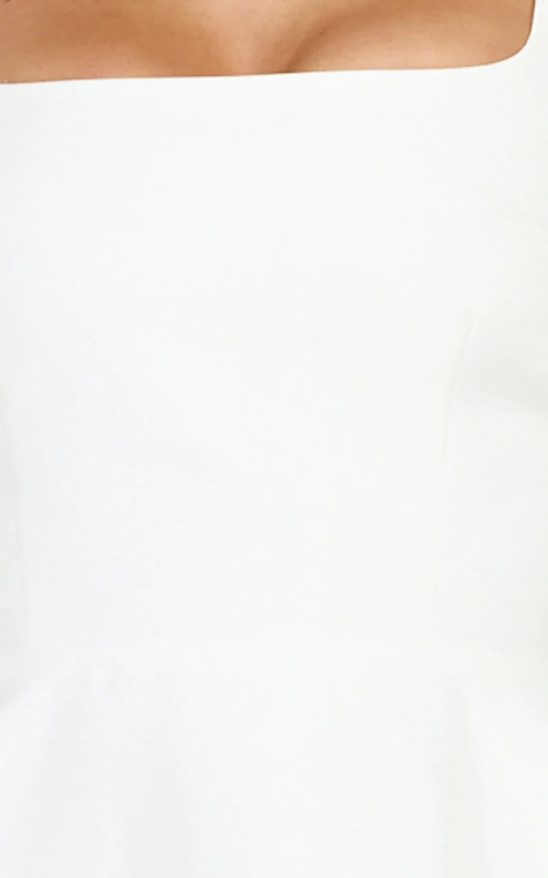 Talia Mini Dress - Scoop Neck Fit And Flare Dres in White