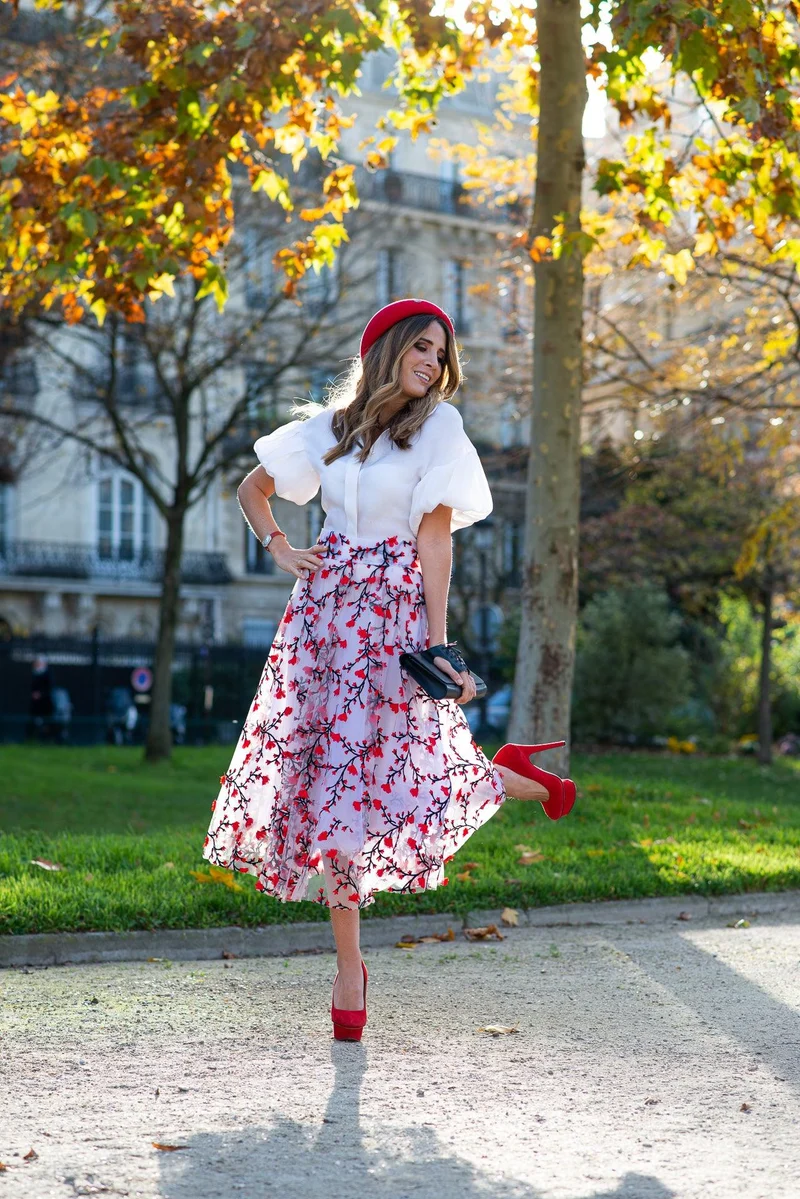 Jupe fleuris rouge japon