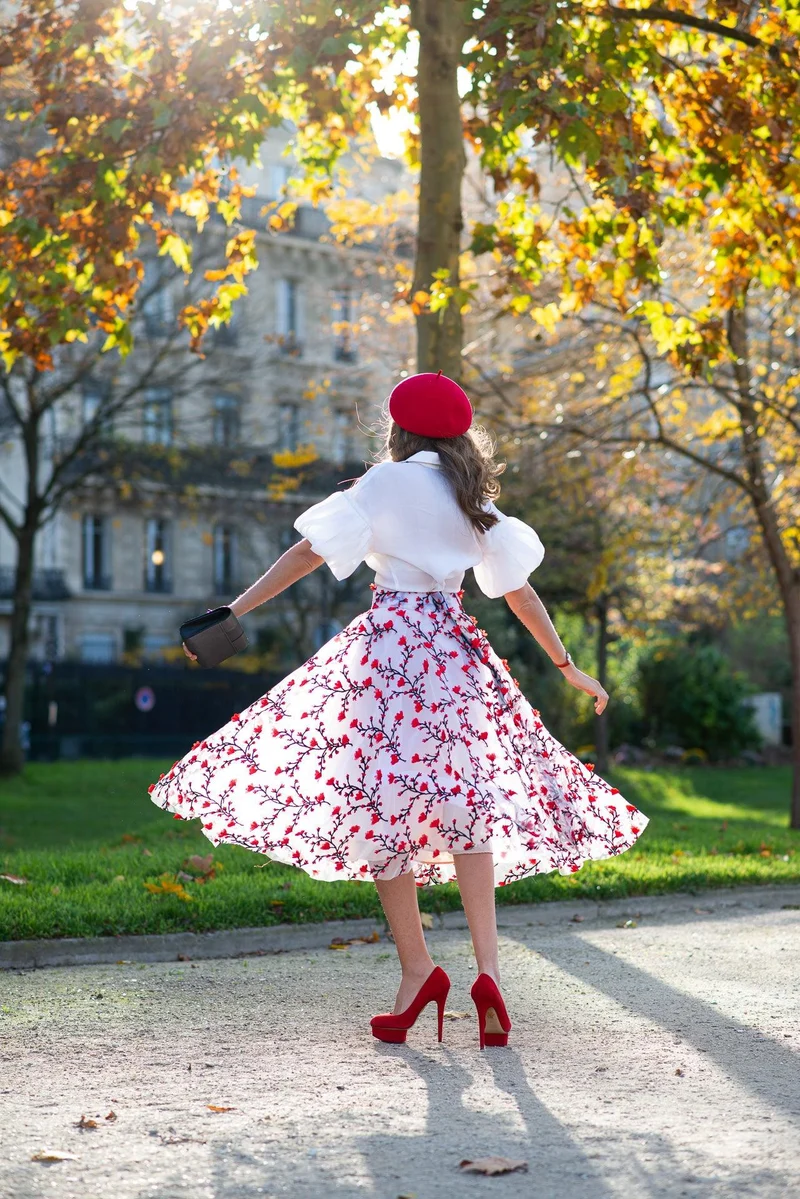 Jupe fleuris rouge japon