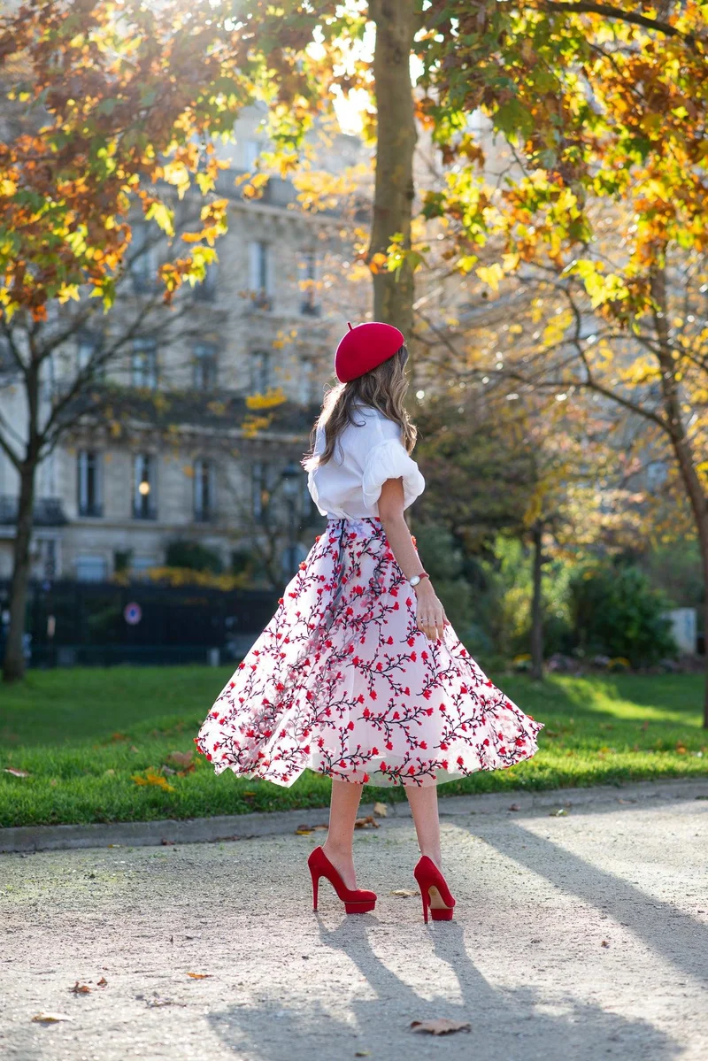 Jupe fleuris rouge japon