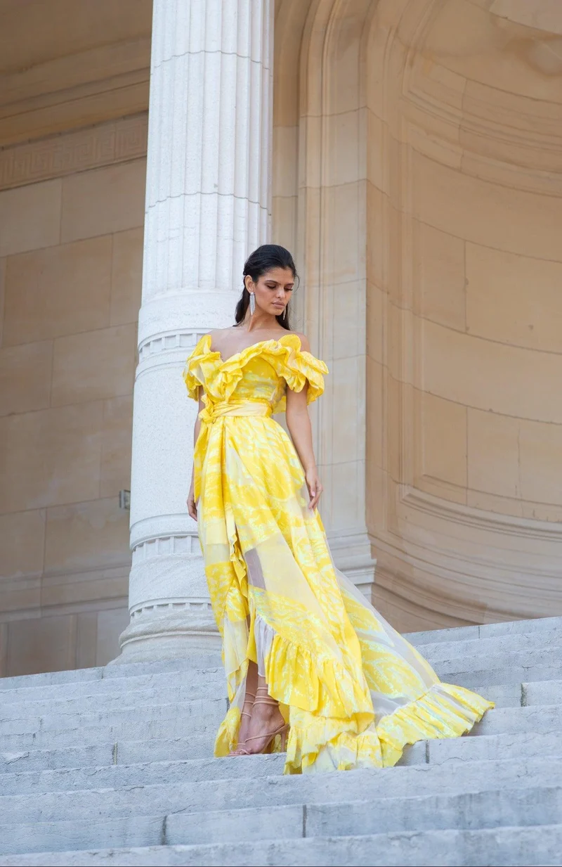 Robe longue du soir Ortiz jaune
