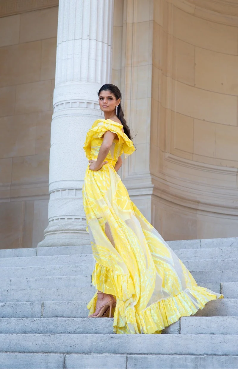 Robe longue du soir Ortiz jaune
