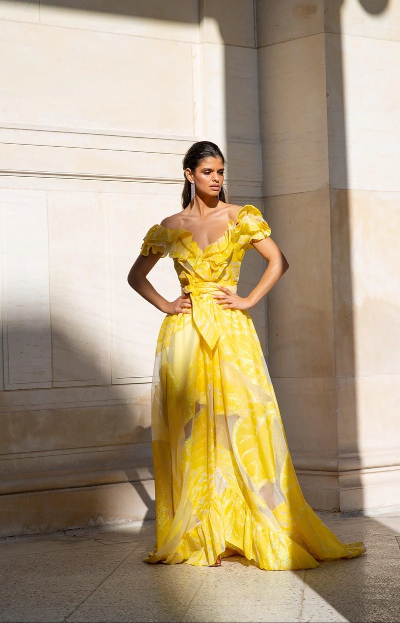 Robe longue du soir Ortiz jaune
