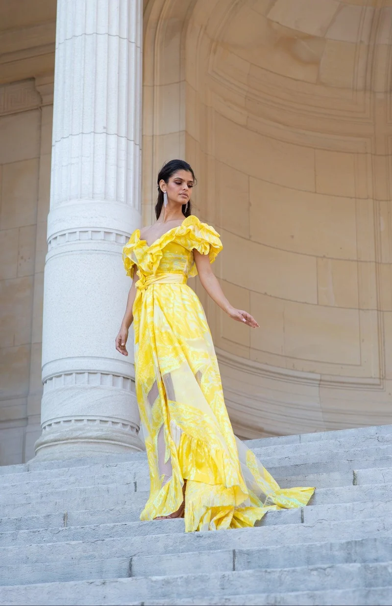 Robe longue du soir Ortiz jaune