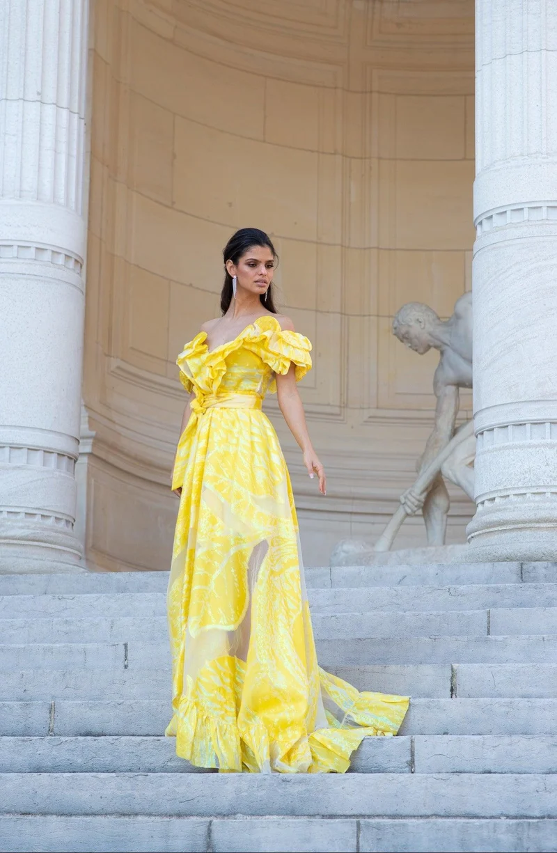 Robe longue du soir Ortiz jaune