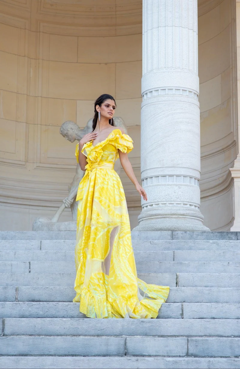 Robe longue du soir Ortiz jaune