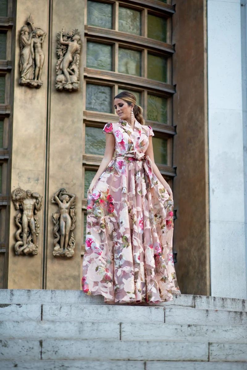 Robe longue du soir Izamal fleuris