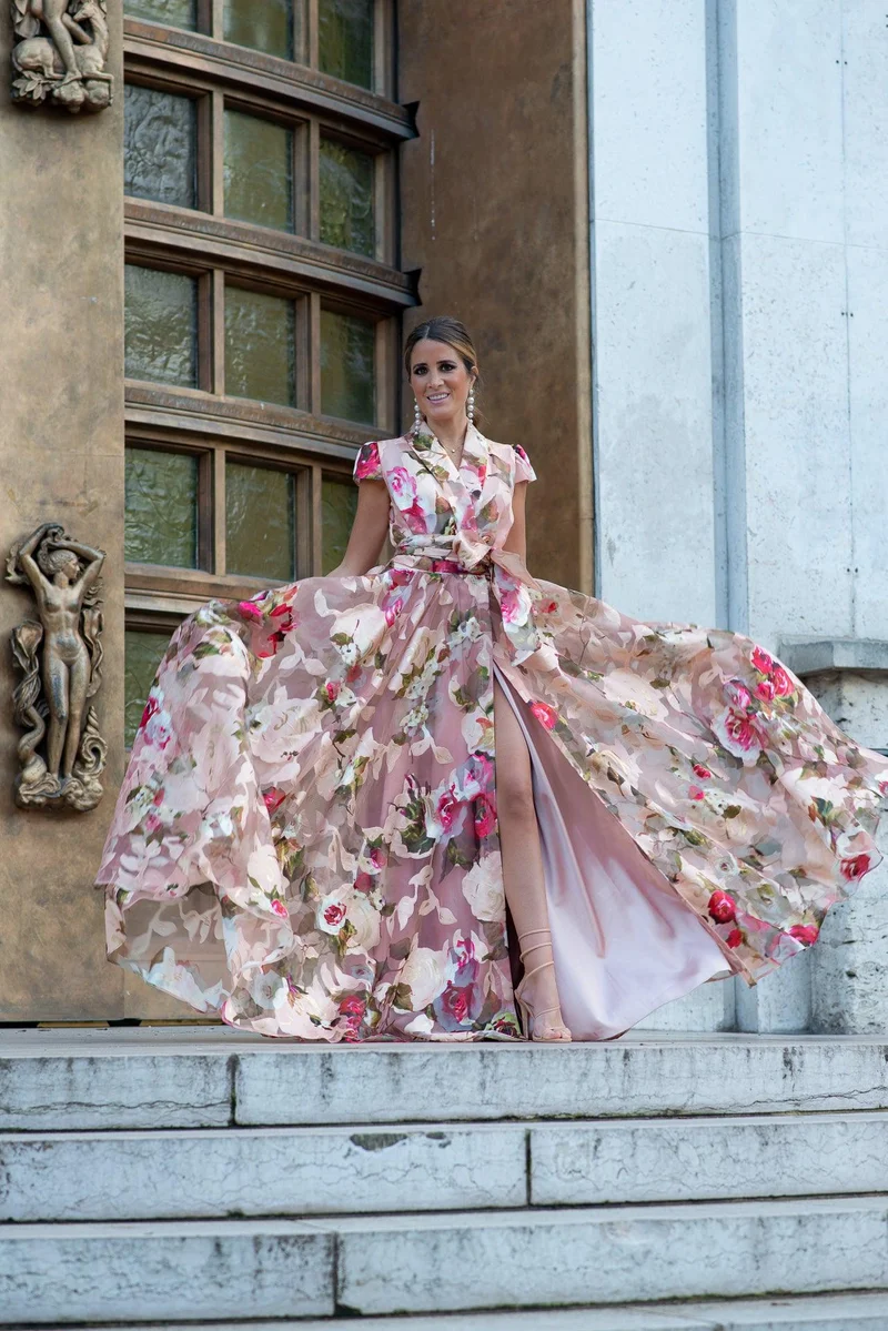 Robe longue du soir Izamal fleuris