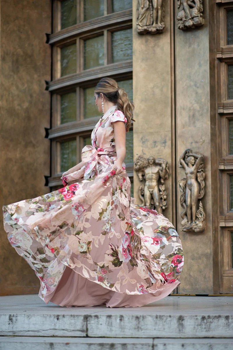 Robe longue du soir Izamal fleuris