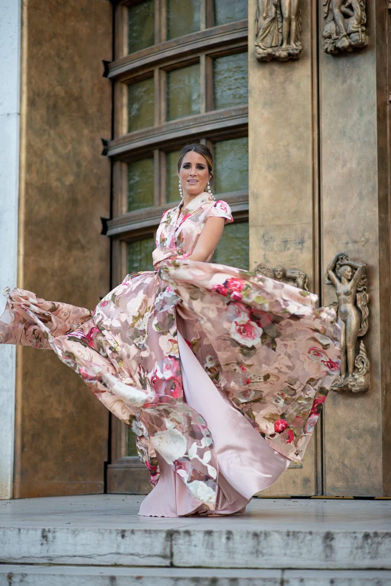 Robe longue du soir Izamal fleuris