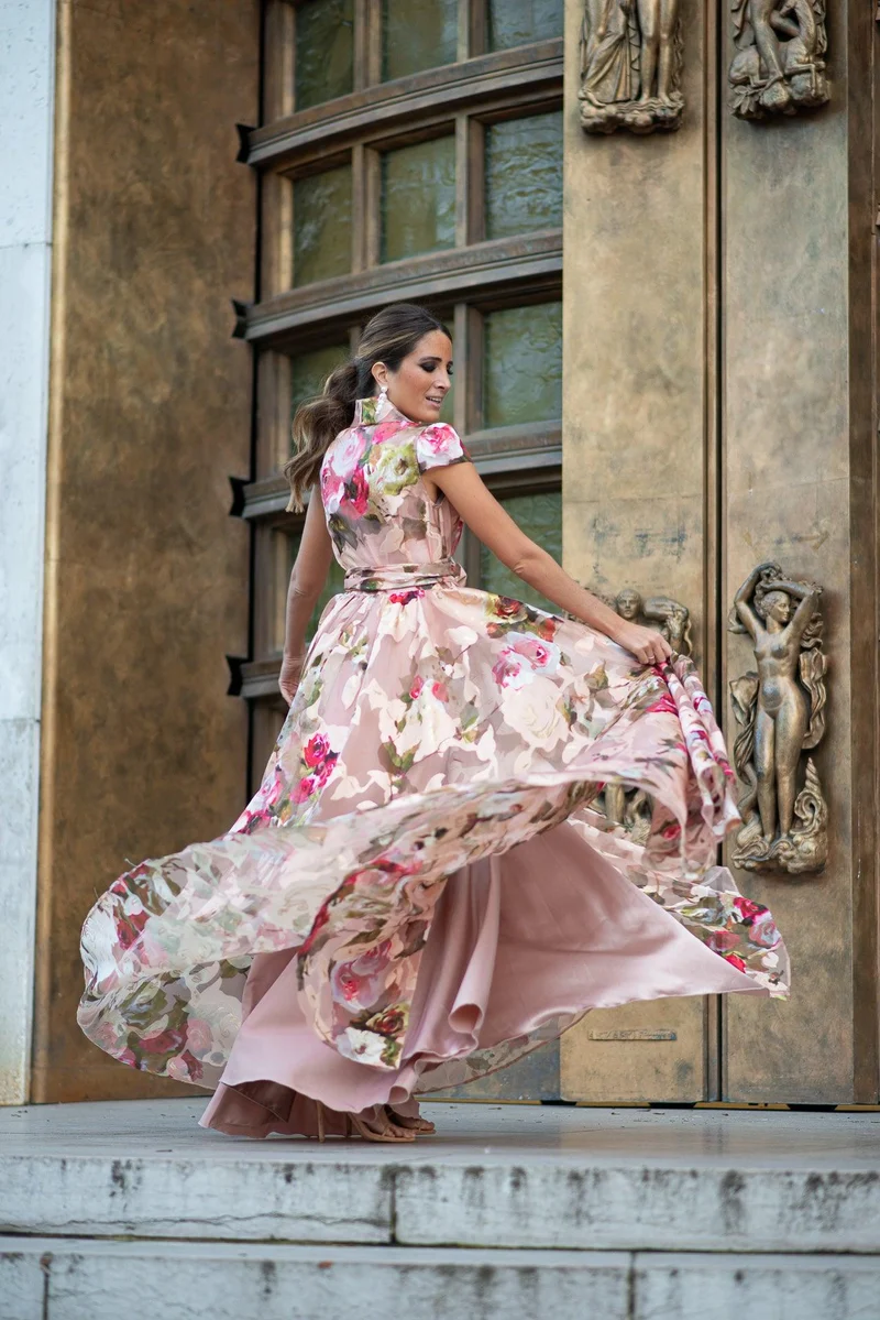Robe longue du soir Izamal fleuris