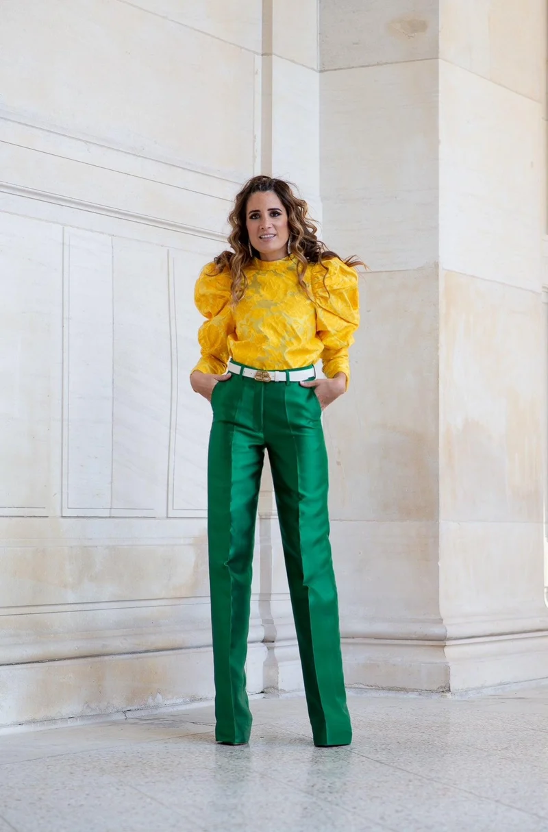 Pantalon droit vert chatoyant