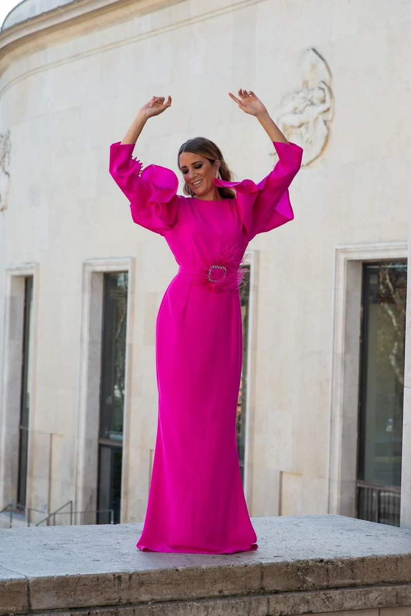 Robe Georgia fuschia manche soie