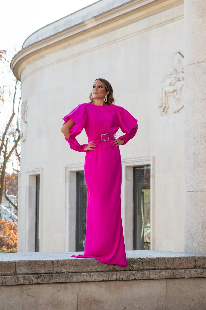 Robe Georgia fuschia manche soie