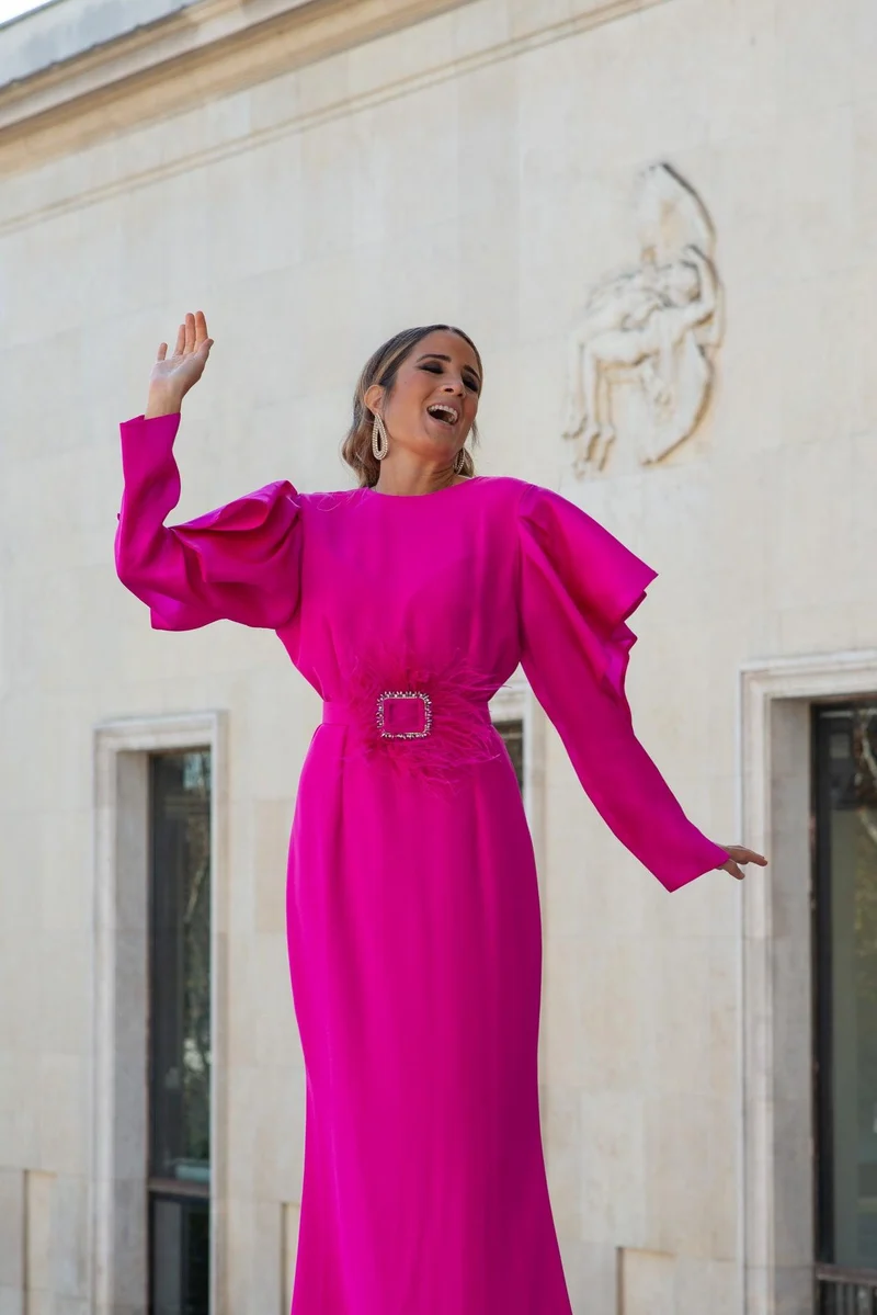 Robe Georgia fuschia manche soie