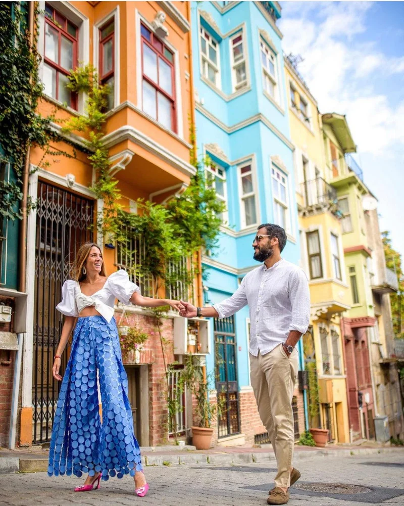 Pantalon à oeillet bleu
