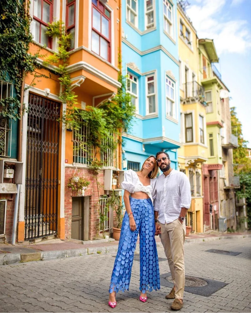 Pantalon à oeillet bleu