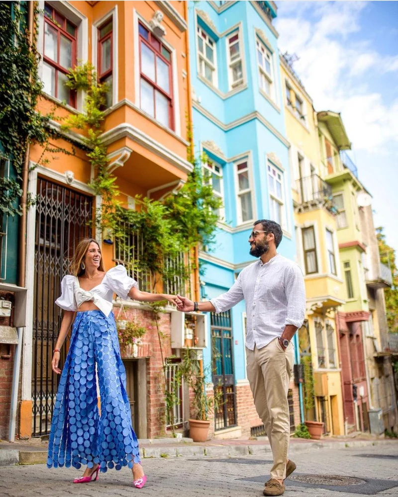 Pantalon à oeillet bleu