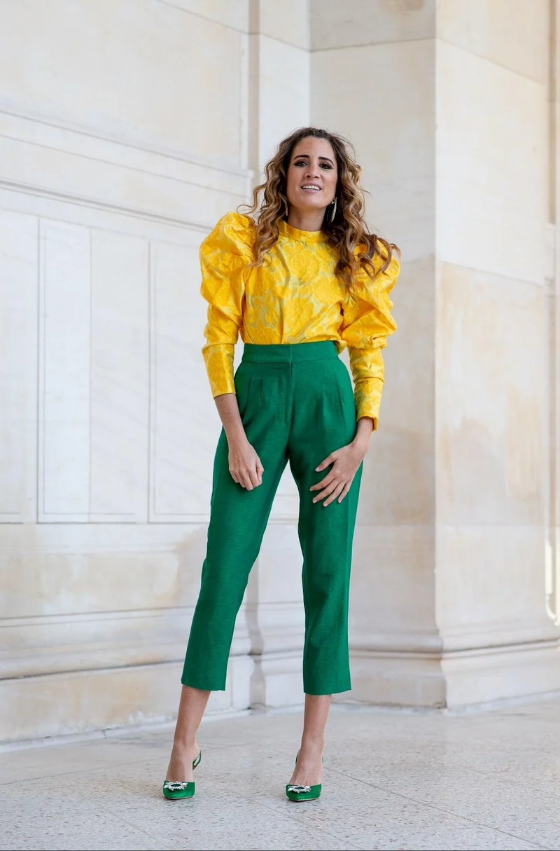 Pantalon fuselé vert