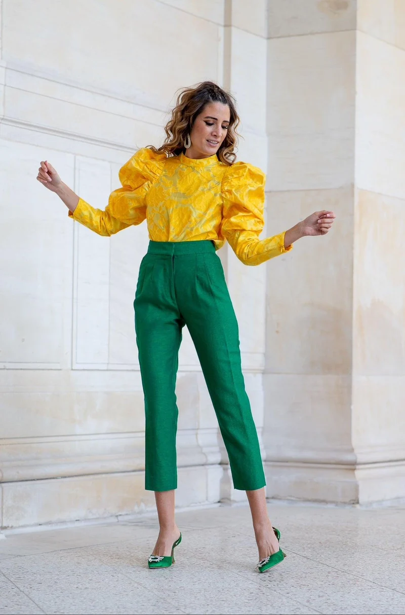 Pantalon fuselé vert
