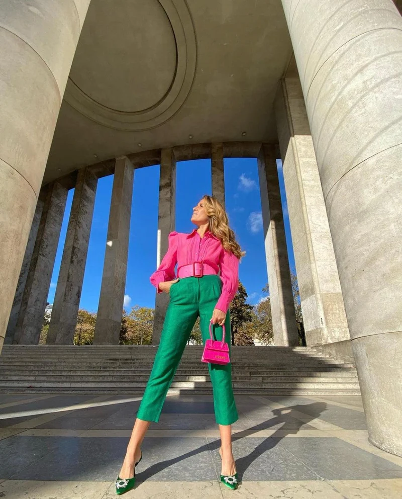 Pantalon fuselé vert