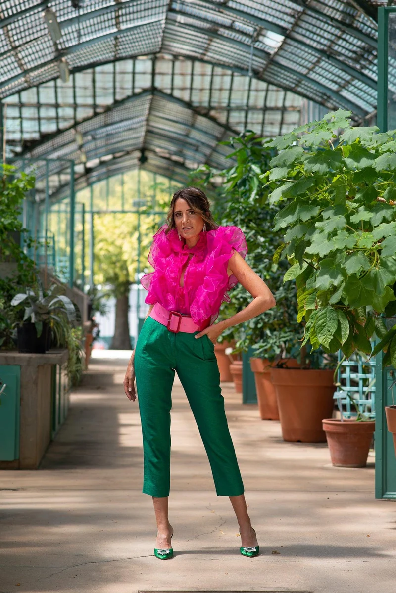 Pantalon fuselé vert