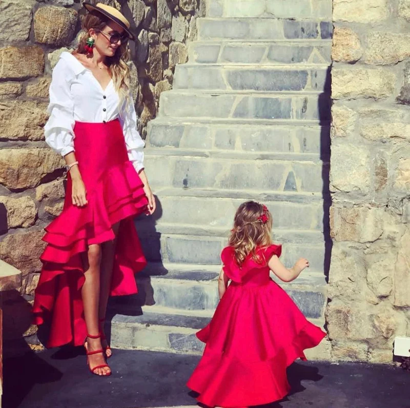 Ensemble créa asymétrique rouge