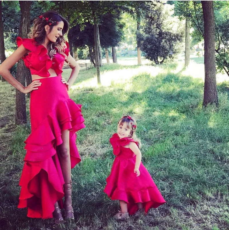 Ensemble créa asymétrique rouge