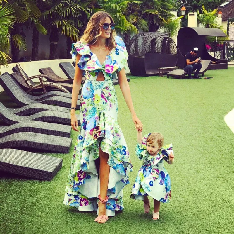Robe ortiz à fleurs bleues