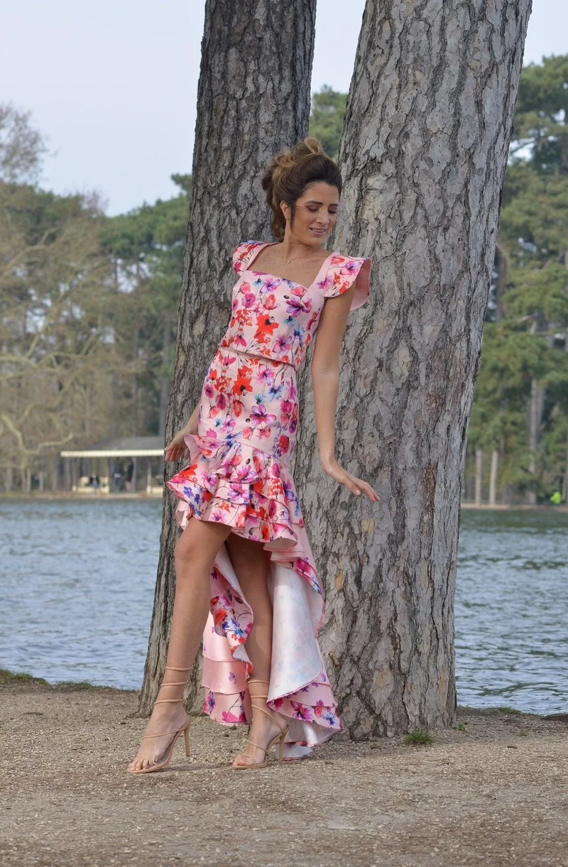 Vente jupe Sévilla rose fleuris