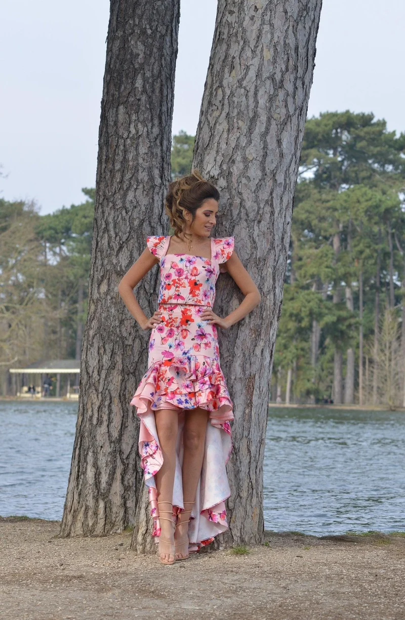 Vente jupe Sévilla rose fleuris