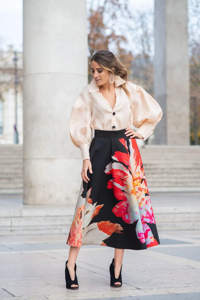 Jupe Bradshow fleurs rouges