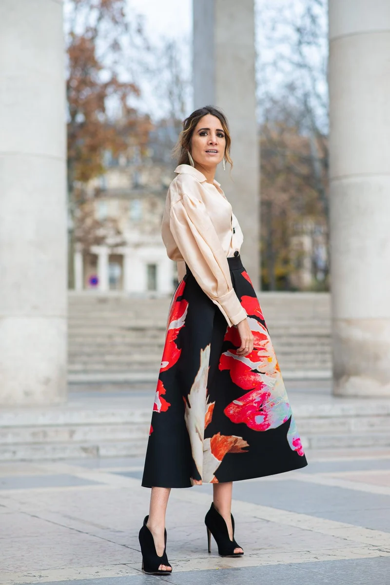 Jupe Bradshow fleurs rouges