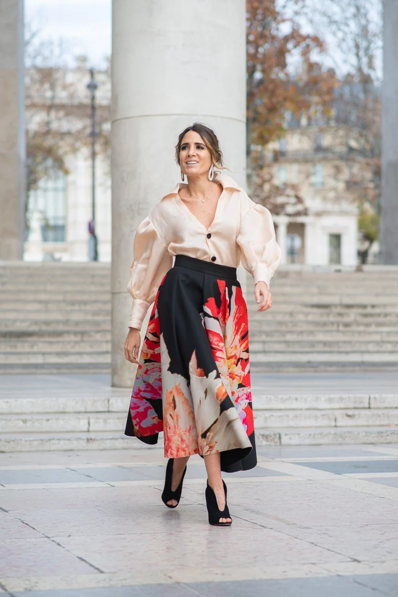 Jupe Bradshow fleurs rouges