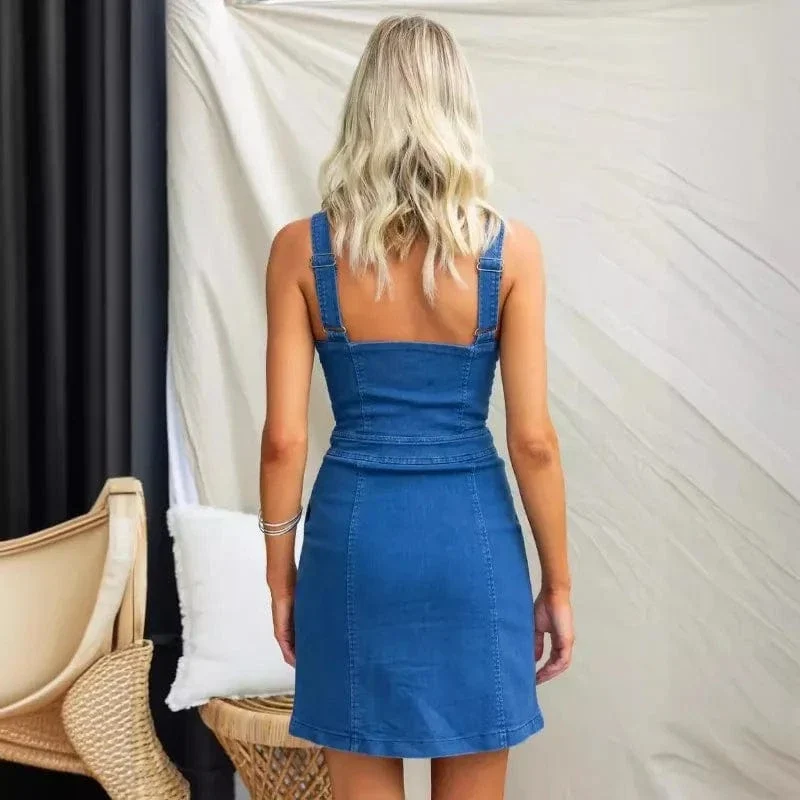 Robe en jean courte zip à l'avant