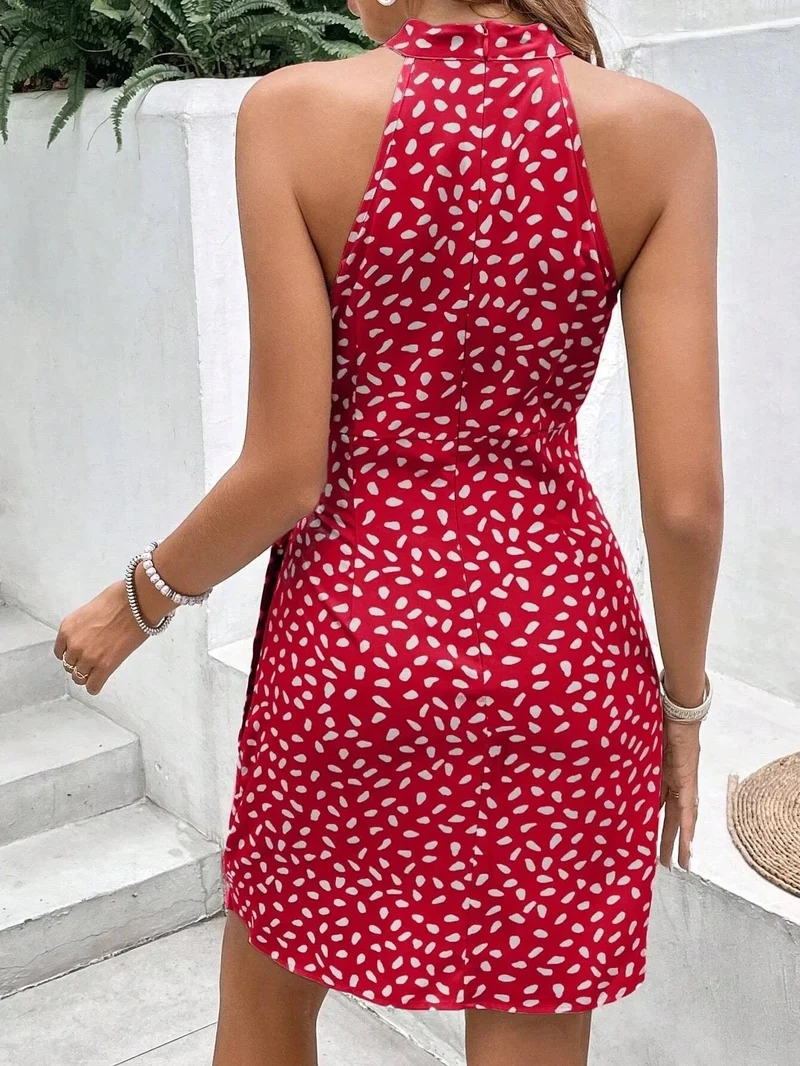 Robe été courte drappée sans manches